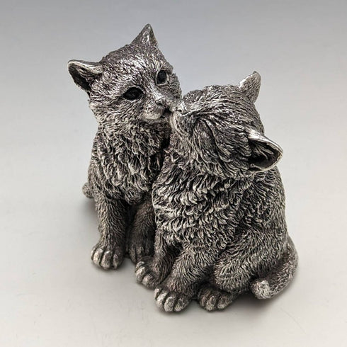 UK William Comyns Two Kittens Sterling Silver Filled Sculpture Figurine 178g